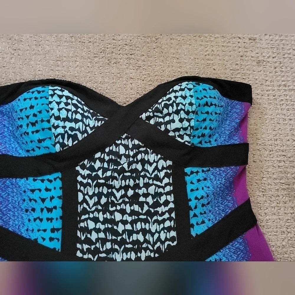 Rampage Vibrant Multi Color Strapless Lined Party Dress - Picture 5 of 14